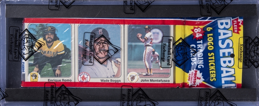1983 Fleer Baseball Jumbo Rack Pack –  Wade Boggs Rookie Card Showing on Top! – BBCE Certified